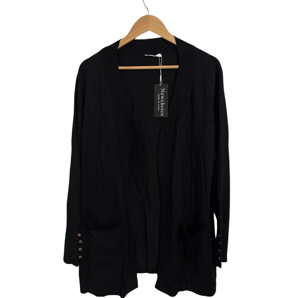 Classic Black Cardigan with Gold Buttons